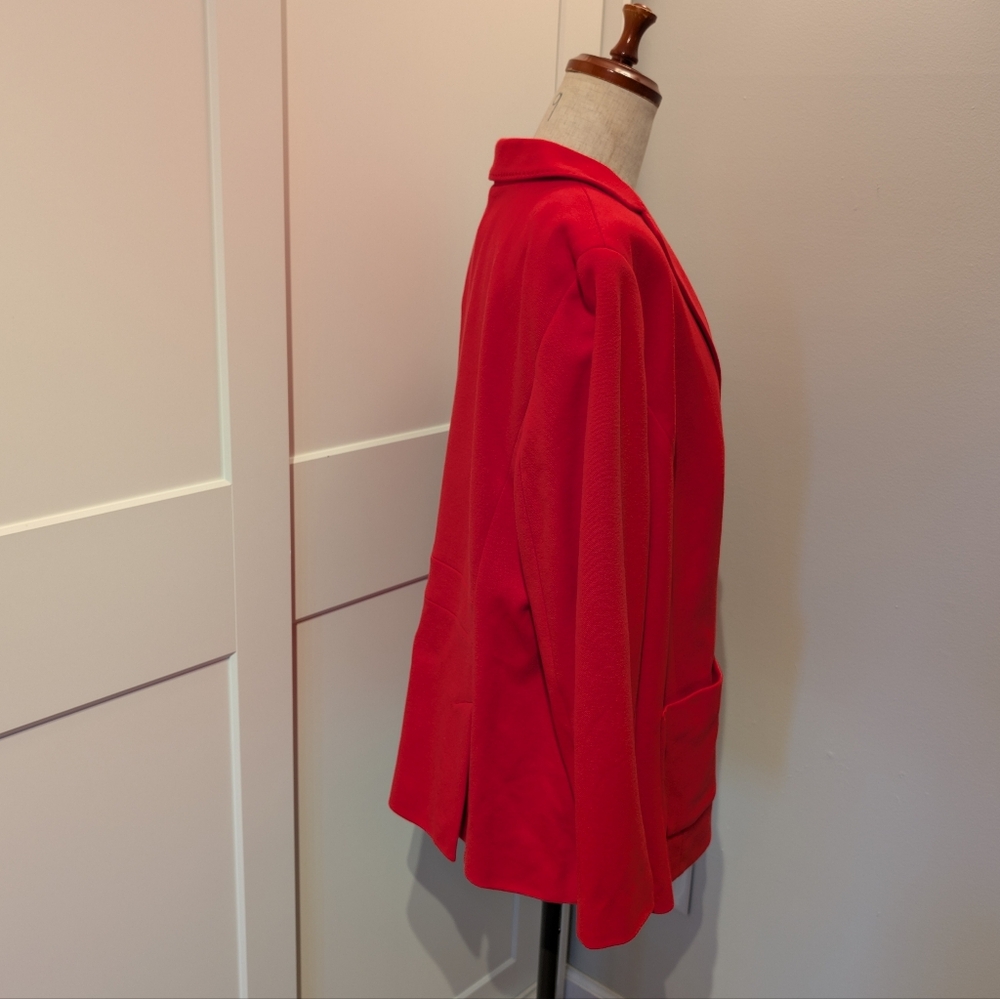 Talbots Plus Size 18W Women's Aberdeen Career Red Cotton Blend Blazer Jacket - Picture 2 of 6